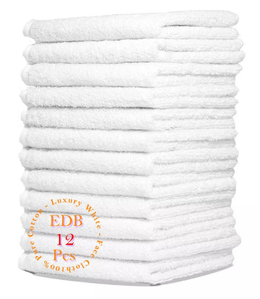 Pack of 6 Luxury White Face Cloth Towels 100% Egyptian Cotton Soft Flannel Wash Cloths Towel Towelsworld